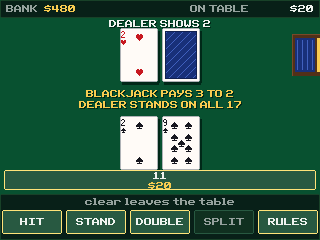 Blackjack running on a TI-84 Plus CE