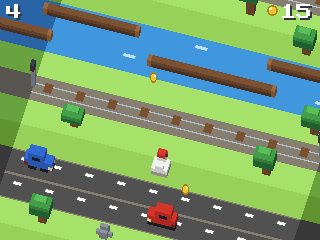 Crossy Road running on a TI-84 Plus CE