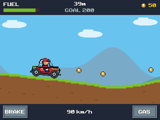 Hill Climb Racing on the Countryside stage of a TI-84 Plus CE