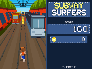 Subway Surfers running on a TI-84 Plus CE