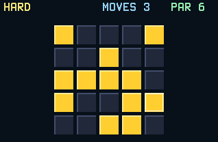 Lights Out running on a TI-84 Evo