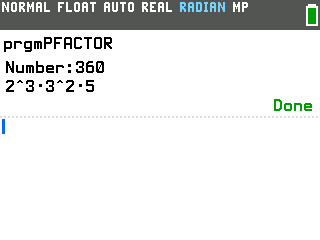 Prime Factorization program on a TI-84 Evo