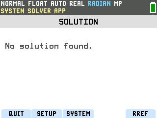 The TI-84 Evo System Solver reporting No solution found for a parallel system