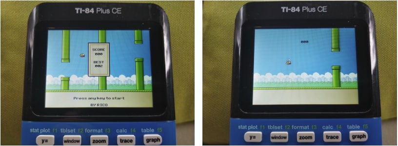 Playing Flappy Bird on a TI-84 Plus CE
