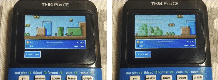 Playing Mario on a TI-84 Plus CE graphing calculator