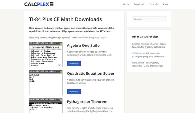CalcPlex TI-84 Plus CE Math Program Library