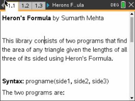 Heron's Formula Program