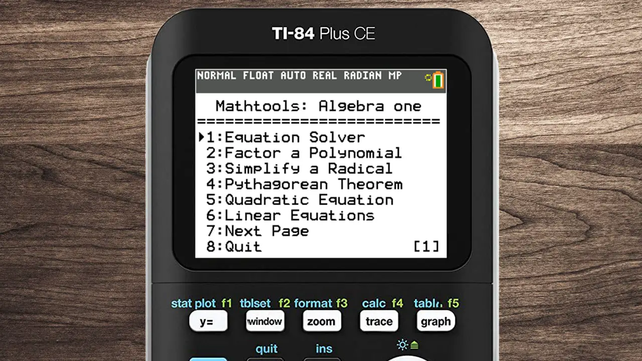 Math program on a TI-84 Plus CE calculator